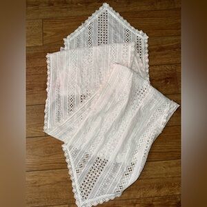 Shabby Chic table eyelit white table runner 93x17”